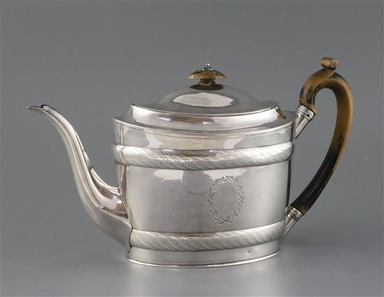 A George III silver oval teapot, by John Eames,